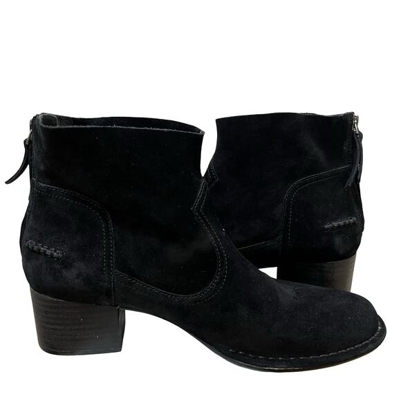 UGG Womens Bandara Suede Heeled Ankle Boots US 9.5 EU 40.5 Black Side Zip - Picture 3 of 11